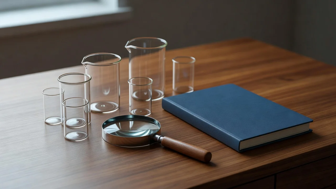 Tres vasos con agua de colores unidos por tiras de papel de cocina formando un arcoíris que camina